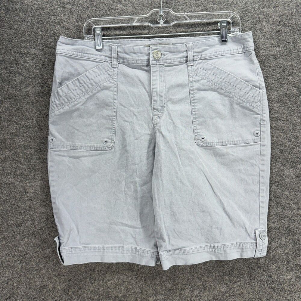 Gloria Vanderbilt Shorts Women 10 Gray High Rise Chino Pockets Cotton Casual